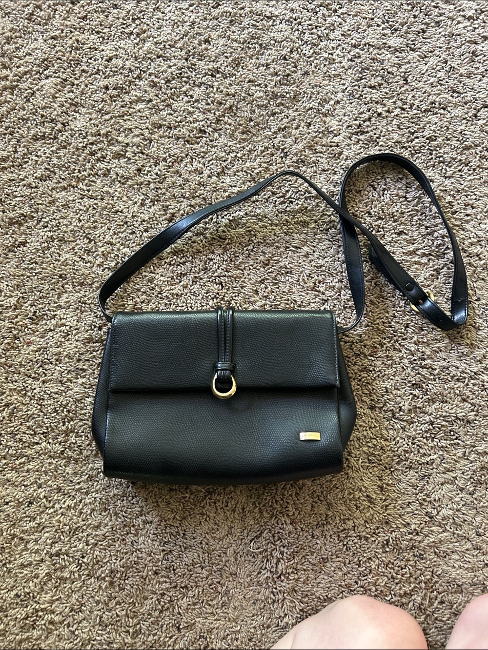 Liz Claiborne Black Crossbody Bag with Gold Accents